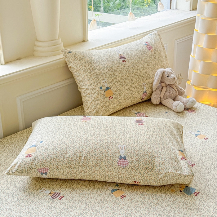 91家纺网 家纺一手货源 找家纺 2025新款全棉床单床笠 百丽兔 床笠款