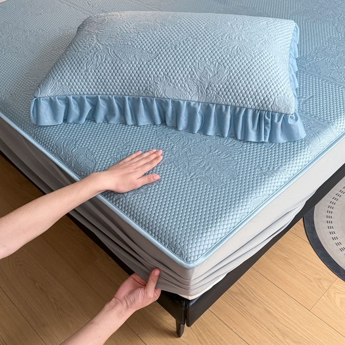 91家纺网 家纺一手货源 找家纺 2025新款凉感冰豆豆凉席床笠凉席席子-花之恋系列凉豆豆床笠花之恋系列 花之恋-兰色