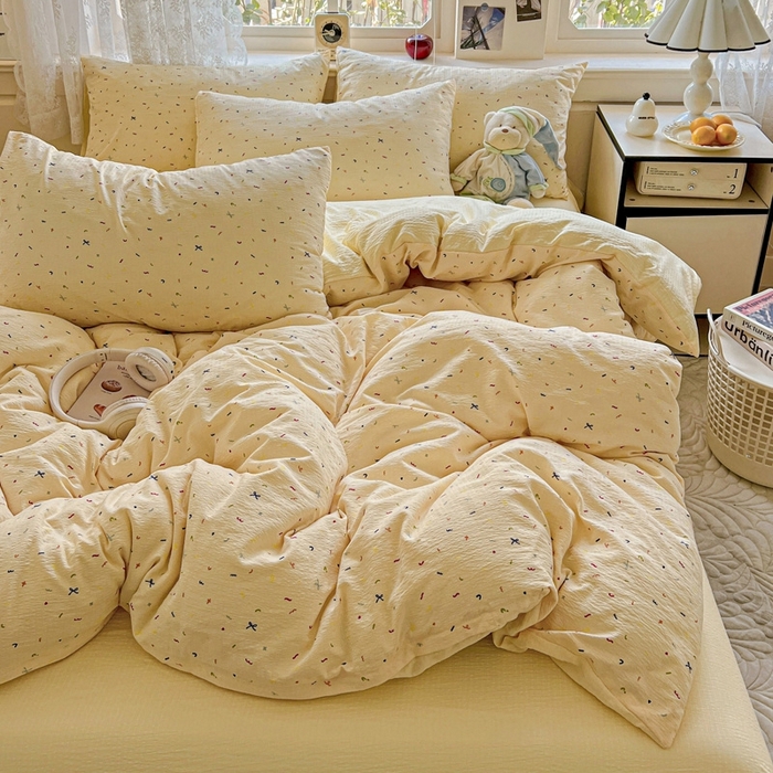 91家纺网 家纺一手货源 找家纺 （总）仟网汇 2025新款云感皱皱纱简单款四件套