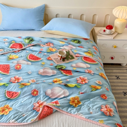 91家纺网 家纺一手货源 找家纺 （总）卡斯诺  2025新款5D立体印花凉感夏被（下载文件夹包含买家秀）