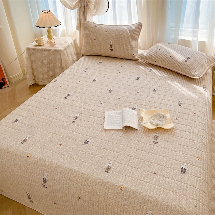 91家纺网 家纺一手货源 找家纺 恒爱 2025新款全棉印花单床盖 公子兔-浅咖