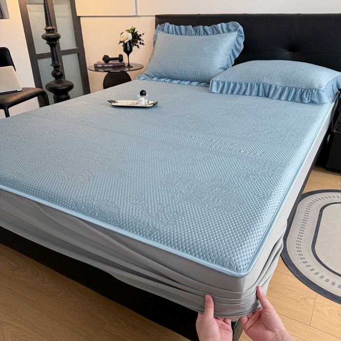 91家纺网 家纺一手货源 找家纺 2025新款凉感冰豆豆凉席床笠凉席席子-花之恋系列凉豆豆床笠花之恋系列 花之恋-兰色