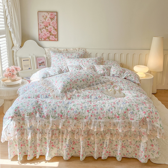 91家纺网 家纺一手货源 找家纺 网红馆 2025新款水洗棉印花床盖四件套 春不晚