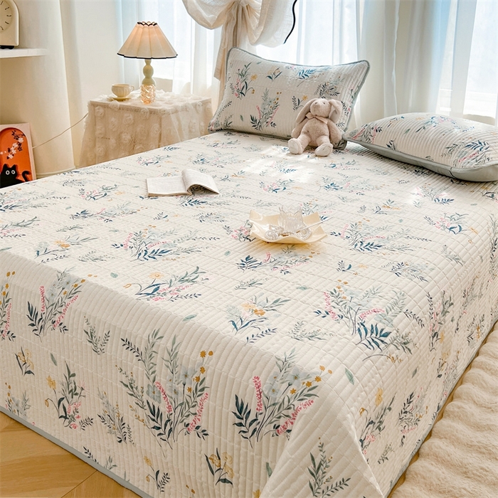 91家纺网 家纺一手货源 找家纺 恒爱 2025新款全棉印花单床盖 孔雀草