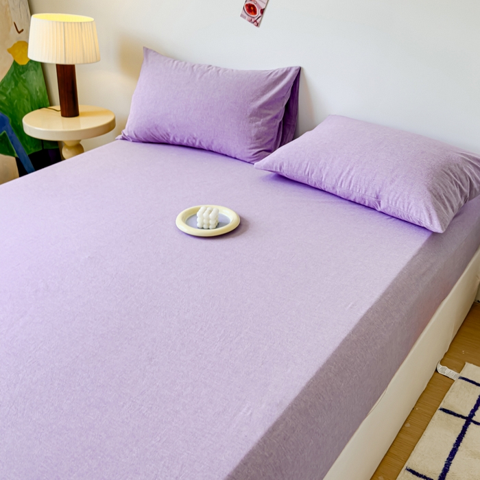 91家纺网 家纺一手货源 找家纺 2025新款全棉色织水洗棉床单床笠 魅紫 床笠款