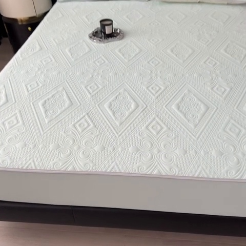 91家纺网 家纺一手货源 找家纺 世纪绒品 2025新款A类凉感压花单床笠单夏被 薄荷浅绿-单床笠