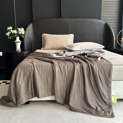 91家纺网 家纺一手货源 找家纺 网客家纺 2025新款冰豆豆蝴蝶结绣花床笠夏被四件套系列 蝴蝶结-咖