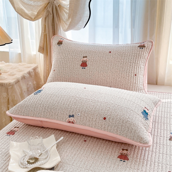 91家纺网 家纺一手货源 找家纺 恒爱 2025新款全棉印花单床盖 公主兔-浅咖