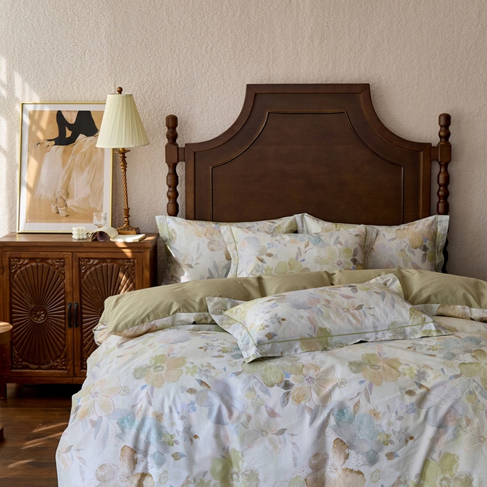 91家纺网 家纺一手货源 找家纺 由丽家纺 2025新款柔棉数码印花四件套系列 椿沐