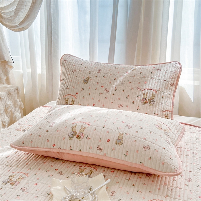 91家纺网 家纺一手货源 找家纺 恒爱 2025新款全棉印花单床盖 爱情兔