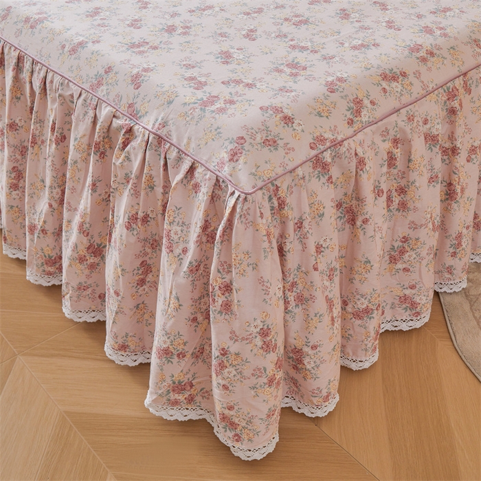 91家纺网 家纺一手货源 找家纺 2025新款韩版全棉公主风床裙单品 缤纷绮梦