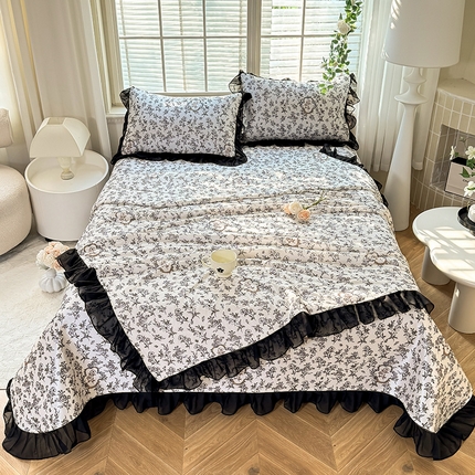 大麦家纺 2025新款碳光冰丝软凉席夏被四件套 德拉庄园