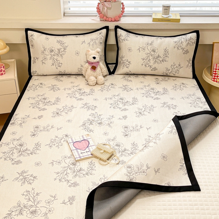 91家纺网 家纺一手货源 找家纺 慕澄家纺 2025新款小清新印花真冰藤系列凉席床席款 床席-花影