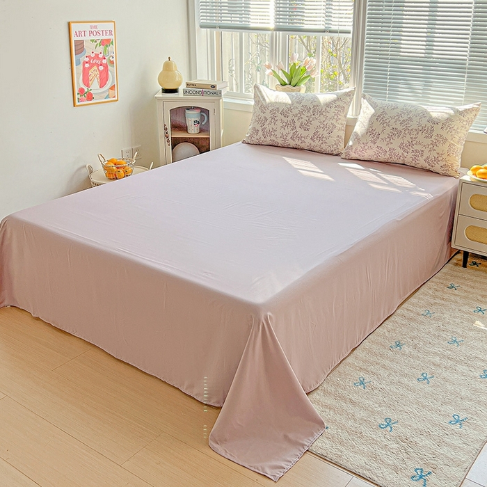 91家纺网 家纺一手货源 找家纺 2025水洗棉双层纱简约风ins风小碎花被套床单款床笠款三四件套-单被套 紫颜