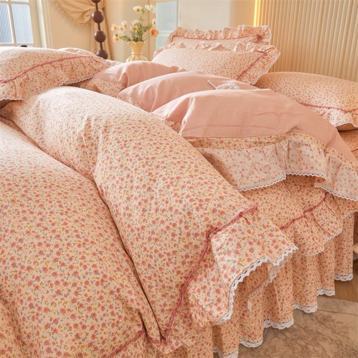 91家纺网 家纺一手货源 找家纺 2025新款韩版全棉公主风床裙单品 美娜