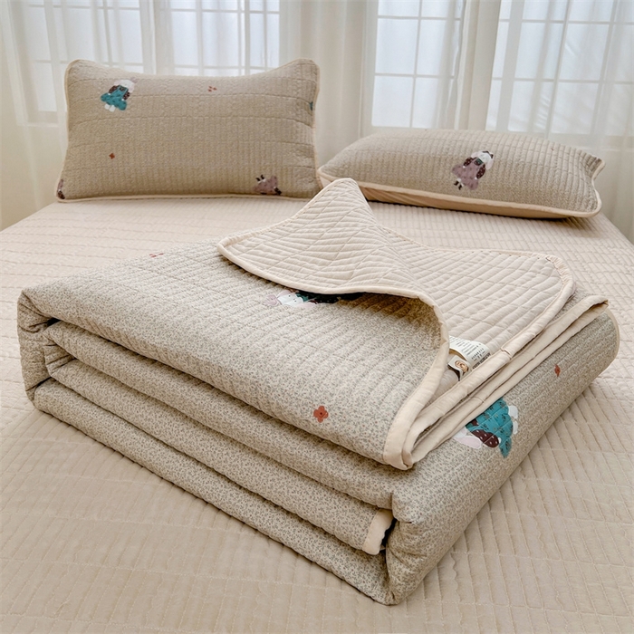 91家纺网 家纺一手货源 找家纺 恒爱 2025新款全棉印花单床盖 安哥拉公主-浅咖