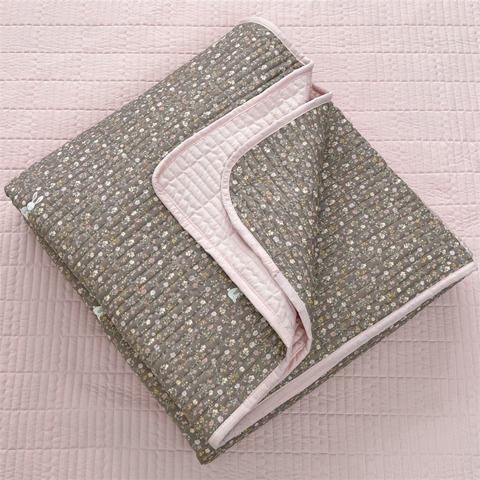 91家纺网 家纺一手货源 找家纺 恒爱 2025新款全棉印花单床盖 瞭望兔-咖