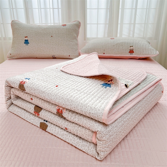 91家纺网 家纺一手货源 找家纺 恒爱 2025新款全棉印花单床盖 公主兔-浅咖