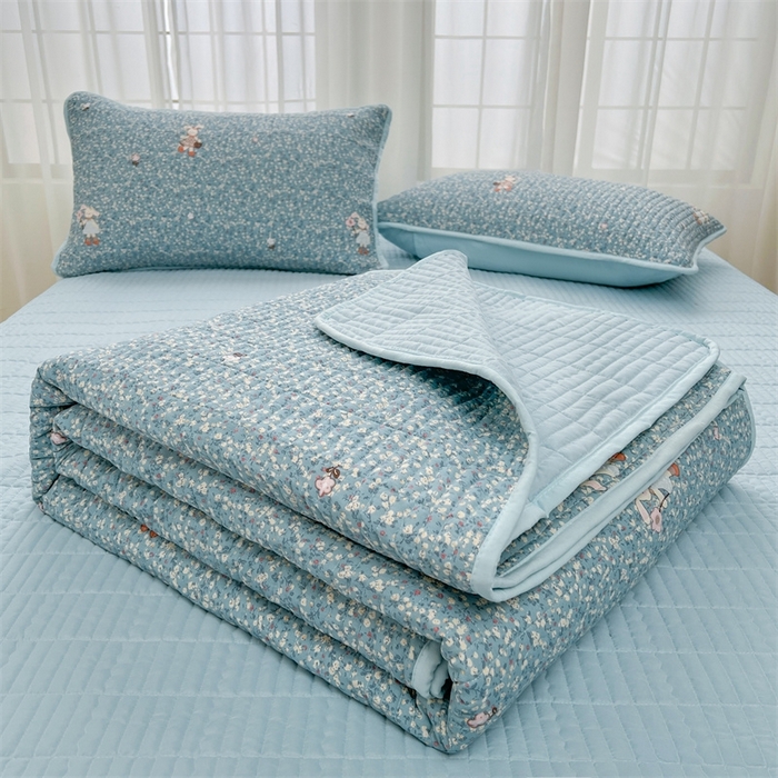 91家纺网 家纺一手货源 找家纺 恒爱 2025新款全棉印花单床盖 公主兔-蓝
