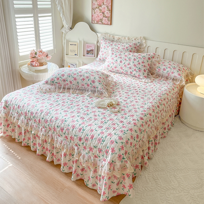 91家纺网 家纺一手货源 找家纺 网红馆 2025新款水洗棉印花床盖四件套 露丝小姐