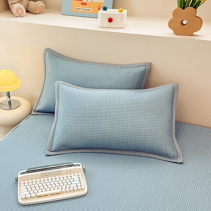 91家纺网 家纺一手货源 找家纺 金盛纺 2025新款冰豆豆单枕套 华夫格-兰