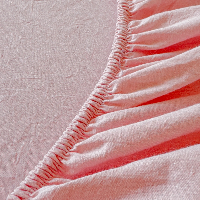 91家纺网 家纺一手货源 找家纺 2025新款全棉色织水洗棉床单床笠 嫩粉 床笠款