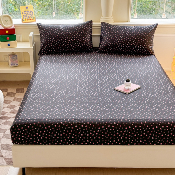 91家纺网 家纺一手货源 找家纺 2025新款全棉床单床笠 繁花 床笠款