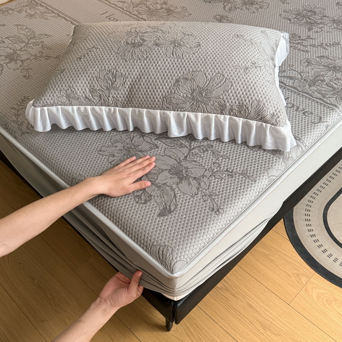 91家纺网 家纺一手货源 找家纺 2025新款凉感冰豆豆凉席床笠凉席席子-花之恋系列凉豆豆床笠花之恋系列 花之恋 灰色