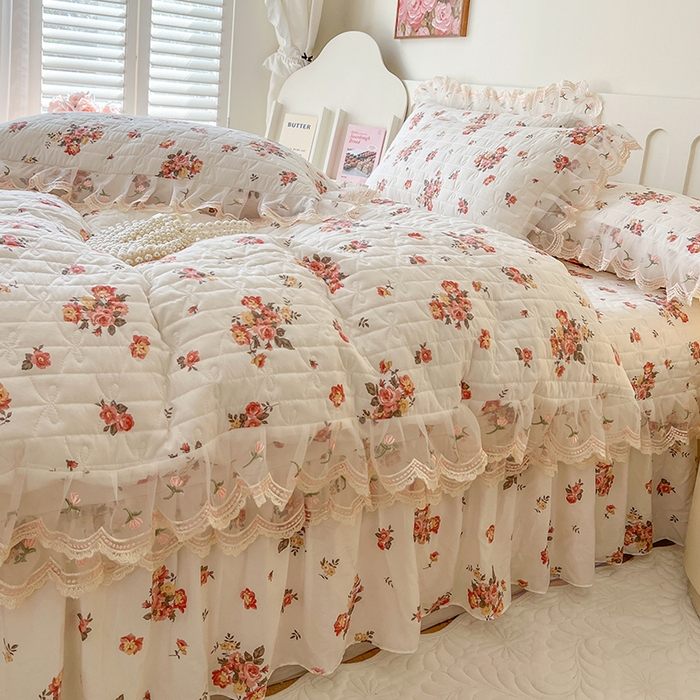 91家纺网 家纺一手货源 找家纺 网红馆 2025新款水洗棉印花床盖四件套 繁花似锦