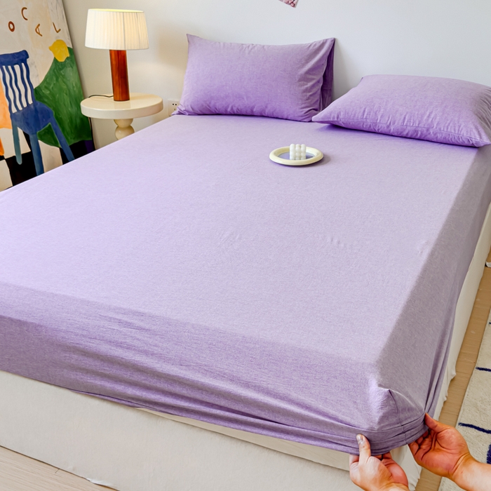 91家纺网 家纺一手货源 找家纺 2025新款全棉色织水洗棉床单床笠 魅紫 床笠款