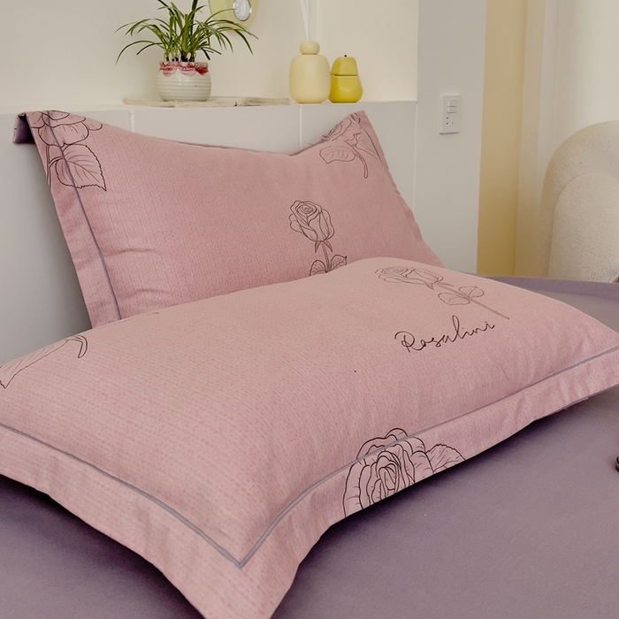 91家纺网 家纺一手货源 找家纺 优品阁 2024新款全棉磨毛四件套 法风玫瑰-粉