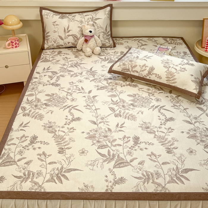 91家纺网 家纺一手货源 找家纺 慕澄家纺 2025新款小清新印花真冰藤系列凉席床席款 床席-树屿