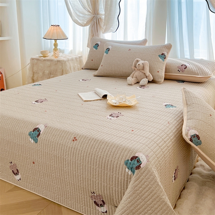 91家纺网 家纺一手货源 找家纺 恒爱 2025新款全棉印花单床盖 安哥拉公主-浅咖