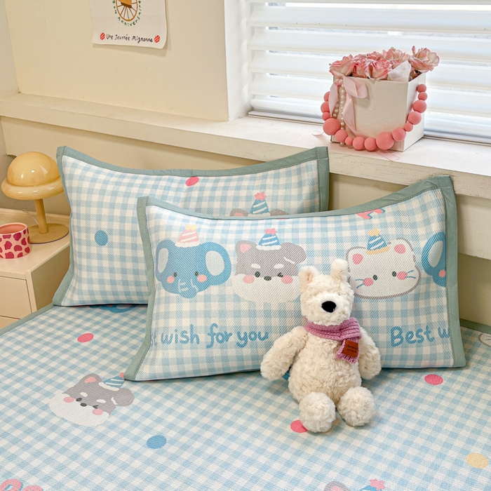 91家纺网 家纺一手货源 找家纺 慕澄家纺 2025新款小清新印花真冰藤系列凉席床席款 床席-趣乐园