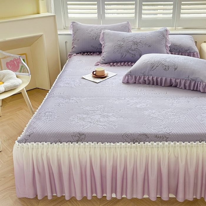 91家纺网 家纺一手货源 找家纺 2025新款冰豆豆凉感床裙凉席席子-花之恋系列冰豆豆床裙凉席-花之恋系列 花之恋-紫色