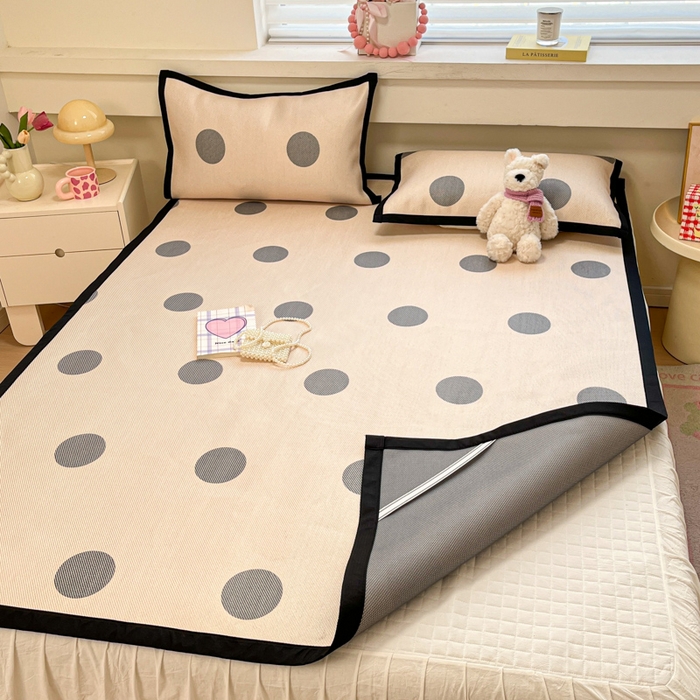 91家纺网 家纺一手货源 找家纺 慕澄家纺 2025新款小清新印花真冰藤系列凉席床席款 床席-圈圈