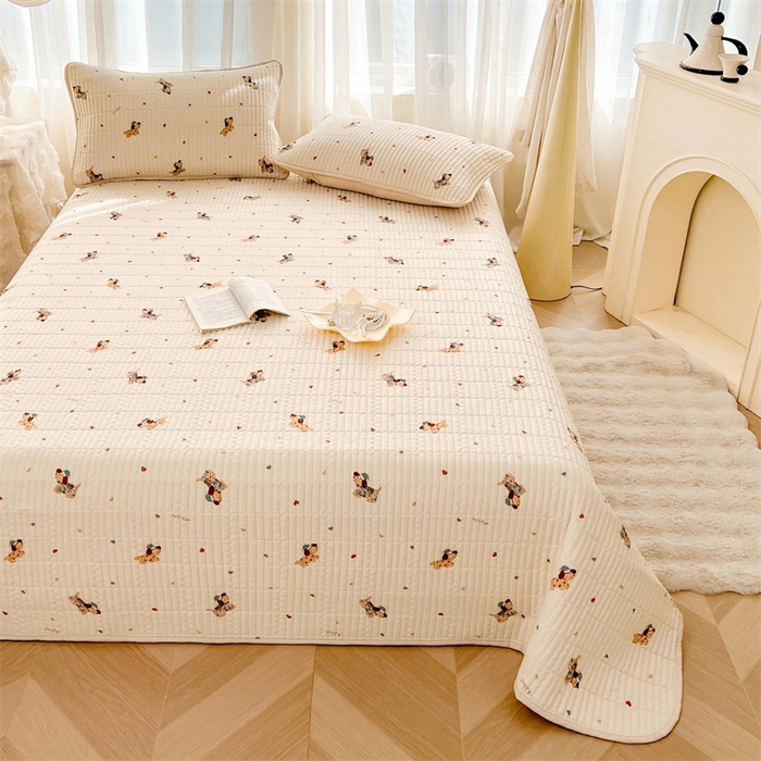 91家纺网 家纺一手货源 找家纺 恒爱 2025新款全棉印花单床盖 牛仔狗狗