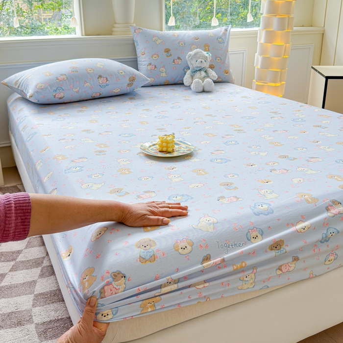 91家纺网 家纺一手货源 找家纺 2025新款全棉床单床笠 小奶狗 床笠款