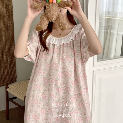 91家纺网 家纺一手货源 找家纺 （总）2025新款有氧纱蕾丝短袖裙