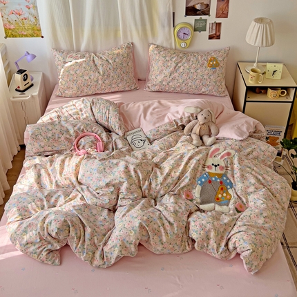 91家纺网 家纺一手货源 找家纺 （总）乐童家纺 2025新款13370纯棉毛巾绣呆萌系列四件套第二波