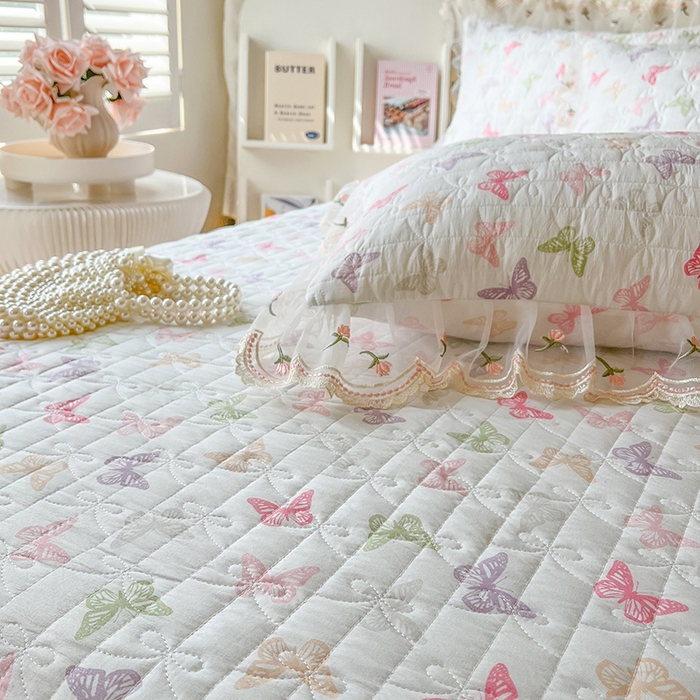 91家纺网 家纺一手货源 找家纺 网红馆 2025新款水洗棉印花床盖四件套 蝶之舞