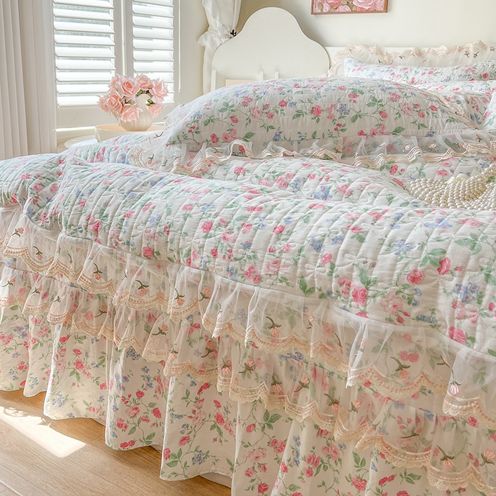 91家纺网 家纺一手货源 找家纺 网红馆 2025新款水洗棉印花床盖四件套 春不晚