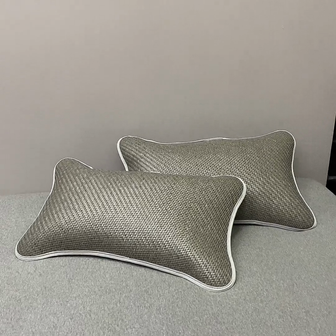 91家纺网 家纺一手货源 找家纺 2025新款纯色冰藤全荞麦枕夏凉凉感枕芯冰丝冰藤枕头 纯色冰藤全荞麦枕-灰色 35*55cm