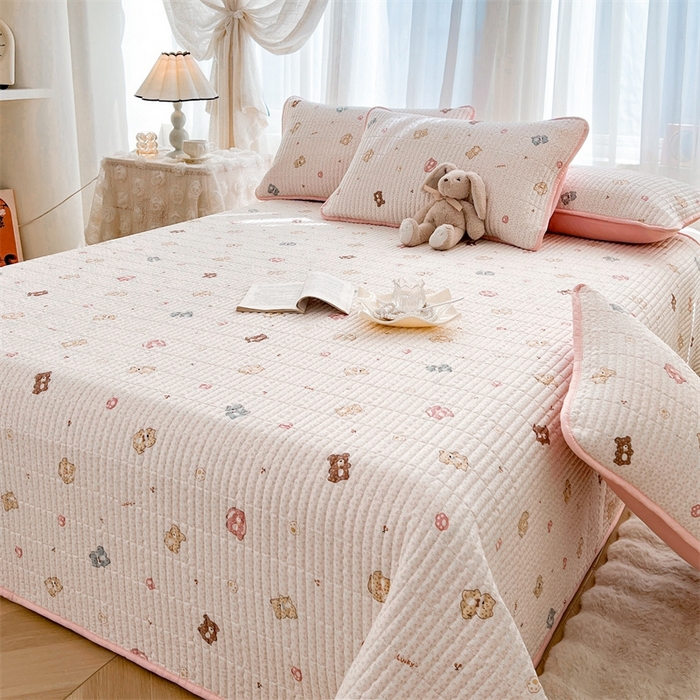 91家纺网 家纺一手货源 找家纺 恒爱 2025新款全棉印花单床盖 五彩熊