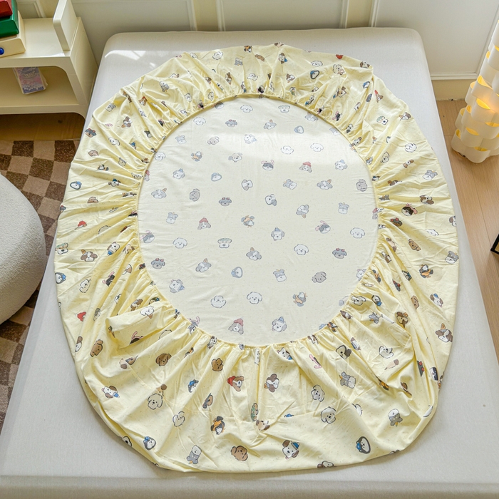 91家纺网 家纺一手货源 找家纺 2025新款全棉床单床笠 狗狗家族 床笠款