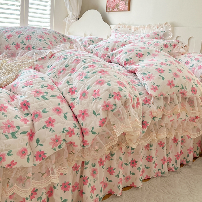 91家纺网 家纺一手货源 找家纺 网红馆 2025新款水洗棉印花床盖四件套 露丝小姐