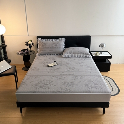 2025新款凉感冰豆豆凉席床笠凉席席子-花之恋系列凉豆豆床笠花之恋系列 花之恋 灰色