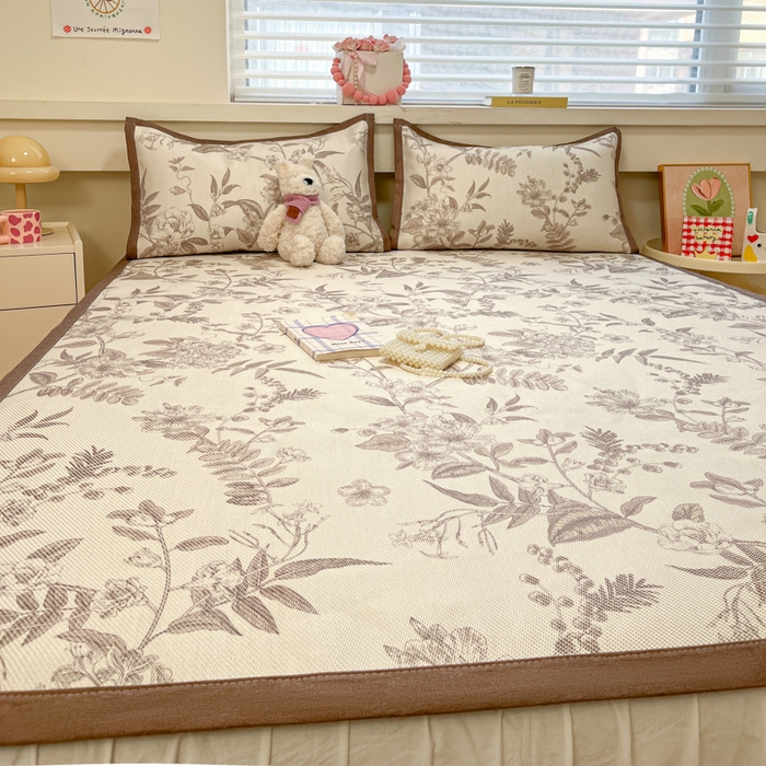 91家纺网 家纺一手货源 找家纺 慕澄家纺 2025新款小清新印花真冰藤系列凉席床席款 床席-树屿