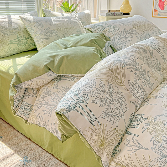 91家纺网 家纺一手货源 找家纺 2025水洗棉双层纱简约风ins风小碎花被套床单款床笠款三四件套-单被套 春晓