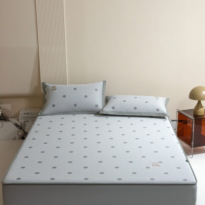 91家纺网 家纺一手货源 找家纺 席世家  2025新款绣花凉感床笠（控价198 218） 格子熊猫